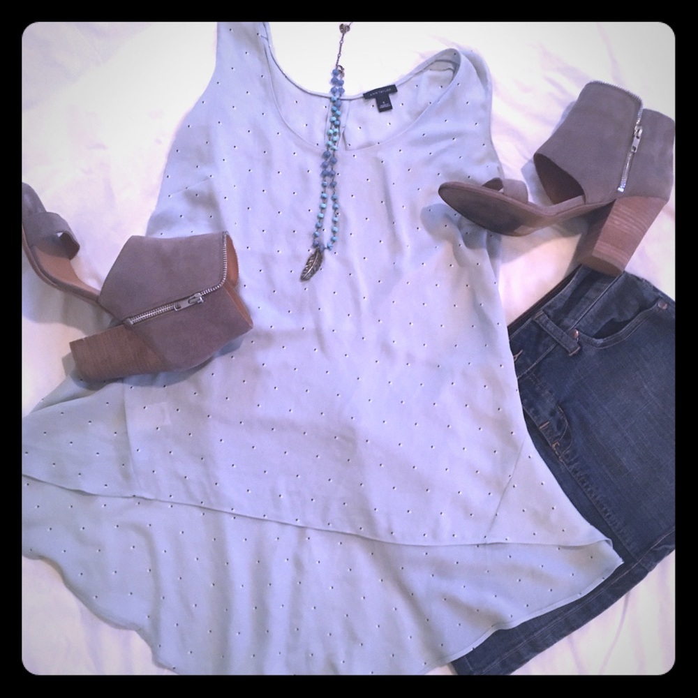 Ann Taylor drapey mint sleeveless blouse